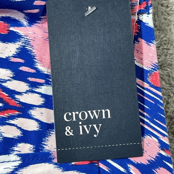 Nwt Crown & Ivy Caroline Shorts 14 Stretch Twill Classic Fit Blue Prairie‎ Artsy - Picture 11 of 13